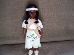 7.5'' ABORIGINAL NATIVE MOTHER DOLL, PAPOOSE, LEATHER/ BEADS